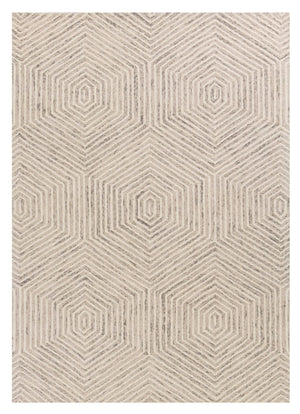 Homeroots 5' X 7' Ivory Geometric Hexagon Wool Indoor Area Rug  Wool 352547
