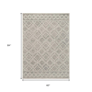 HomeRoots 8' Luxurious Sand Beige & Ivory Hand-Tufted Wool Area Rug for Modern Living Room Elegance 5' X 7' 352549