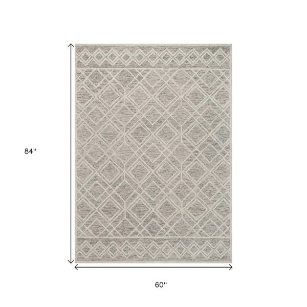 HomeRoots 8' Luxurious Sand Beige & Ivory Hand-Tufted Wool Area Rug for Modern Living Room Elegance 5' X 7' 352549