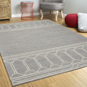 Homeroots 5' X 7' Grey Geometric Pattern Wool Indoor Area Rug  Wool 352551