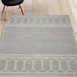 Homeroots 5' X 7' Grey Geometric Pattern Wool Indoor Area Rug  Wool 352551