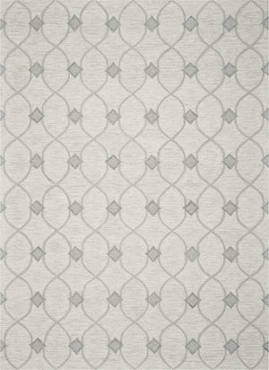 HomeRoots 8' Elegant Hand-Tufted Wool Area Rug in Ivory and Gray Ogee Pattern for Cozy Modern Spaces 5' X 7' 352552