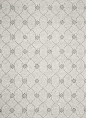 HomeRoots 8' Elegant Hand-Tufted Wool Area Rug in Ivory and Gray Ogee Pattern for Cozy Modern Spaces 5' X 7' 352552