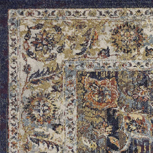 HomeRoots 5' Traditional Medallion Area Rug in Navy, Gold & Ivory – Elegant, Durable, and Timeless Design 5' X 8' 352580