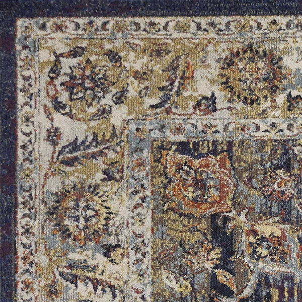 HomeRoots 5' Traditional Medallion Area Rug in Navy, Gold & Ivory – Elegant, Durable, and Timeless Design 5' X 8' 352580