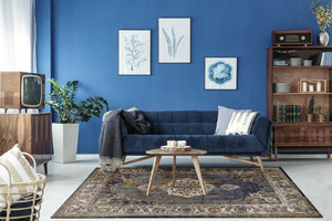 HomeRoots 5' Traditional Medallion Area Rug in Navy, Gold & Ivory – Elegant, Durable, and Timeless Design 5' X 8' 352580