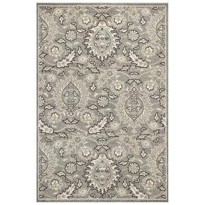 HomeRoots 7' Gray and Ivory Floral Medallion Area Rug - Timeless Elegance with UV Protection for Busy Homes 7' X 9' 352595