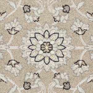 HomeRoots 7' Timeless Floral Beige Area Rug – Versatile Indoor/Outdoor Design for Elegant Spaces & Durability 7' x 10' 352597