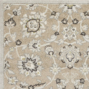 HomeRoots 7' Timeless Floral Beige Area Rug – Versatile Indoor/Outdoor Design for Elegant Spaces & Durability 7' x 10' 352597
