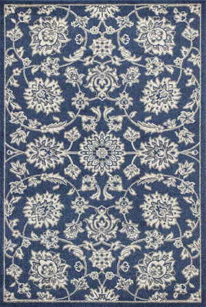 HomeRoots 7' Elegant Blue and Ivory Floral Medallion Area Rug - Durable, Stain-Resistant, Low-Maintenance Design 7' X 9' 352598