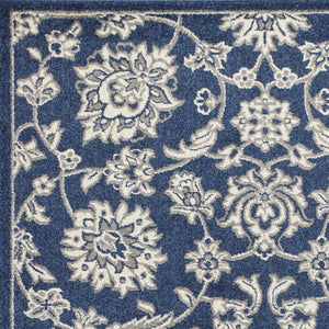 HomeRoots 7' Elegant Blue and Ivory Floral Medallion Area Rug - Durable, Stain-Resistant, Low-Maintenance Design 7' X 9' 352598