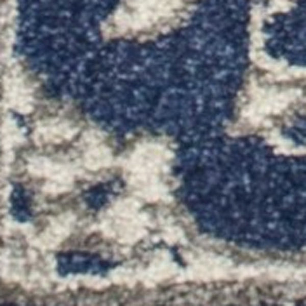 HomeRoots 7' Elegant Blue and Ivory Floral Medallion Area Rug - Durable, Stain-Resistant, Low-Maintenance Design 7' X 9' 352598