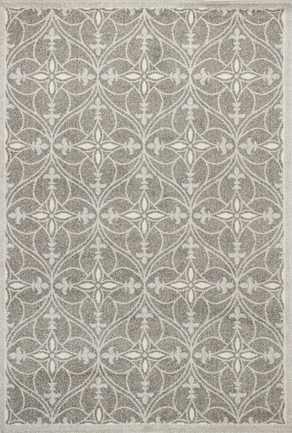 HomeRoots 7' Gray Moroccan Indoor Outdoor Area Rug - Stylish Quatrefoil Design for Versatile Spaces & Easy Care 7' x 10' 352599