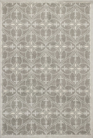 HomeRoots 7' Gray Moroccan Indoor Outdoor Area Rug - Stylish Quatrefoil Design for Versatile Spaces & Easy Care 7' x 10' 352599