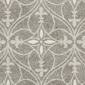 HomeRoots 7' Gray Moroccan Indoor Outdoor Area Rug - Stylish Quatrefoil Design for Versatile Spaces & Easy Care 7' x 10' 352599