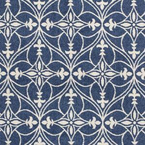HomeRoots 7' Floral Medallion Area Rug in Blue and Ivory - Elegant, Durable Design for High-Traffic Spaces 7' X 9' 352600