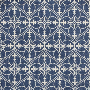 HomeRoots 7' Floral Medallion Area Rug in Blue and Ivory - Elegant, Durable Design for High-Traffic Spaces 7' X 9' 352600