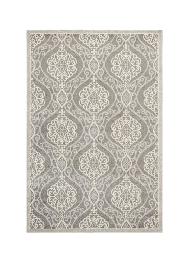 HomeRoots 7' Silver Moroccan-Inspired Area Rug for Indoor & Outdoor Living - Durable, Easy to Maintain, Stylish 7' x 10' 352601
