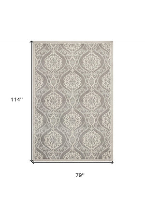 HomeRoots 7' Silver Moroccan-Inspired Area Rug for Indoor & Outdoor Living - Durable, Easy to Maintain, Stylish 7' x 10' 352601