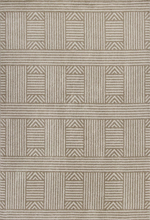 Homeroots 7' X 9' Beige And Ivory Geometric Indoor Outdoor Area Rug  Polypropylene 352602