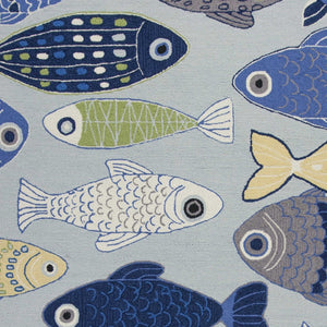 Homeroots 5' X 7' Light Blue School Of Fish Indoor Area Rug  Polyester 352605