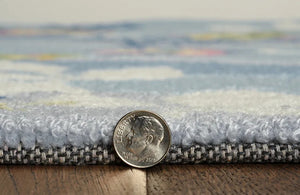 Homeroots 5' X 8' Blue Hand Hooked Marine Life Indoor Area Rug  Polyester 352606