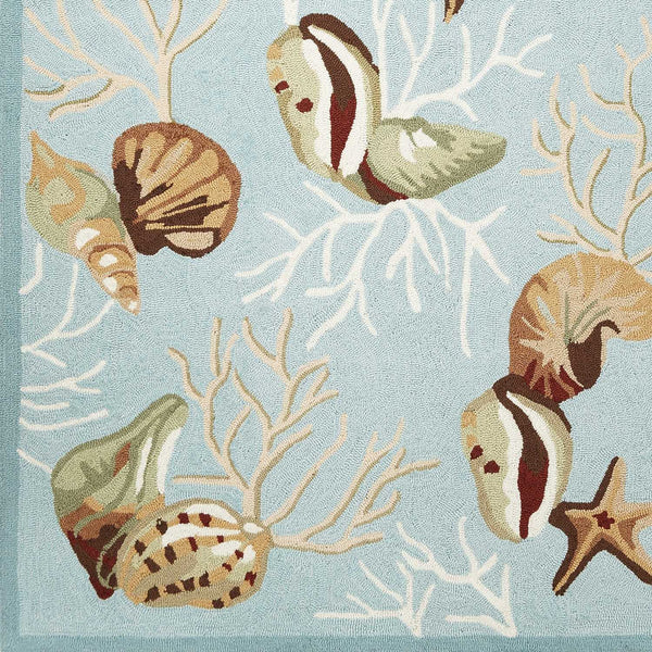 Homeroots 5' X 7' Blue Corals And Shells Indoor Area Rug  Polyester 352607