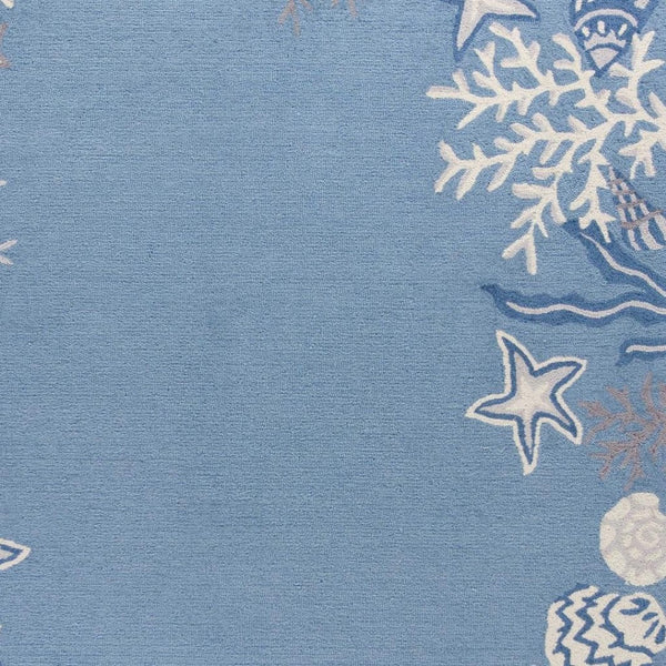 HomeRoots 5' Hand-Tufted Area Rug Featuring Coastal Blue-Gray Fish and Coral Motif for Modern Interiors 5' X 8' 352608