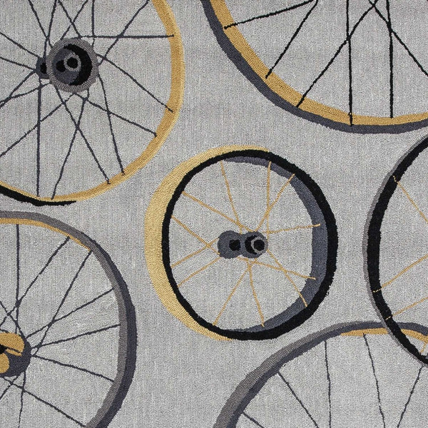 HomeRoots 5' Bold Modern Gray Black Yellow Abstract Geometric Hand-Hooked Area Rug for Stylish Spaces 5' X 8' 352611