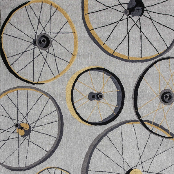 HomeRoots 5' Bold Modern Gray Black Yellow Abstract Geometric Hand-Hooked Area Rug for Stylish Spaces 5' X 8' 352611