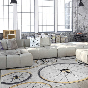 HomeRoots 5' Bold Modern Gray Black Yellow Abstract Geometric Hand-Hooked Area Rug for Stylish Spaces 5' X 8' 352611