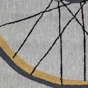 HomeRoots 5' Bold Modern Gray Black Yellow Abstract Geometric Hand-Hooked Area Rug for Stylish Spaces 5' X 8' 352611