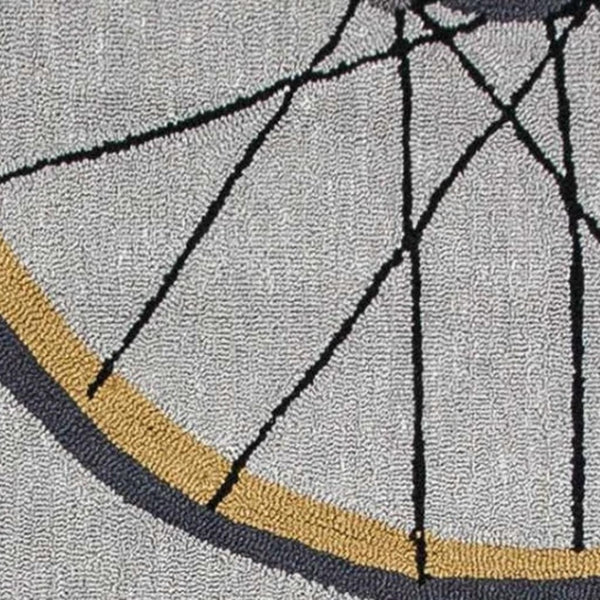 HomeRoots 5' Bold Modern Gray Black Yellow Abstract Geometric Hand-Hooked Area Rug for Stylish Spaces 5' X 8' 352611