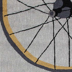HomeRoots 5' Bold Modern Gray Black Yellow Abstract Geometric Hand-Hooked Area Rug for Stylish Spaces 5' X 8' 352611