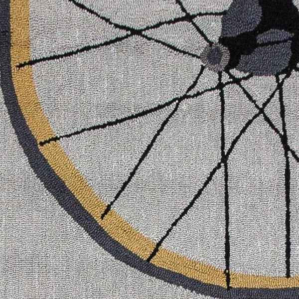 HomeRoots 5' Bold Modern Gray Black Yellow Abstract Geometric Hand-Hooked Area Rug for Stylish Spaces 5' X 8' 352611
