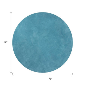 HomeRoots 8' Blue Hand-Woven Round Rug - Artisan Crafted, Durable Polyester, Perfect for Cozy Living Spaces 6' Round 352616