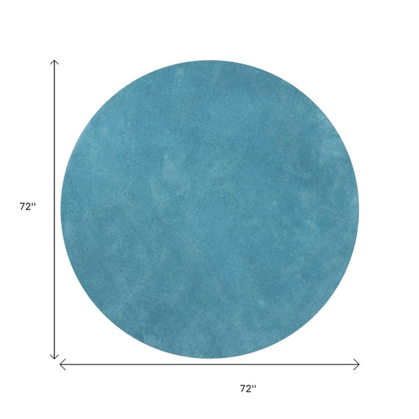 HomeRoots 8' Blue Hand-Woven Round Rug - Artisan Crafted, Durable Polyester, Perfect for Cozy Living Spaces 6' Round 352616