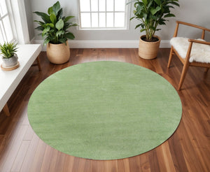 HomeRoots 8' Green Round Hand-Woven Area Rug - Artisan Crafted, Versatile Design for Living Spaces & Dining Rooms 6' Round 352617