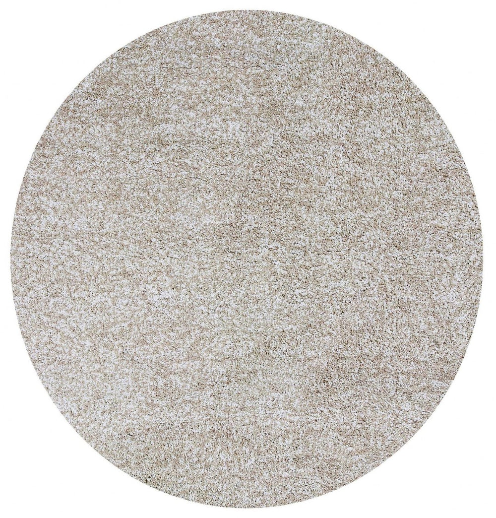 HomeRoots 8' Hand Woven Ivory Round Rug - Artisan Crafted, Durable Polyester, Timeless Design for Any Space 6' Round 352618