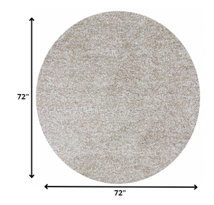 Homeroots 6' Ivory Round Hand Woven Area Rug  Polyester 352618