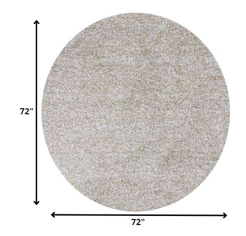 Homeroots 6' Ivory Round Hand Woven Area Rug  Polyester 352618