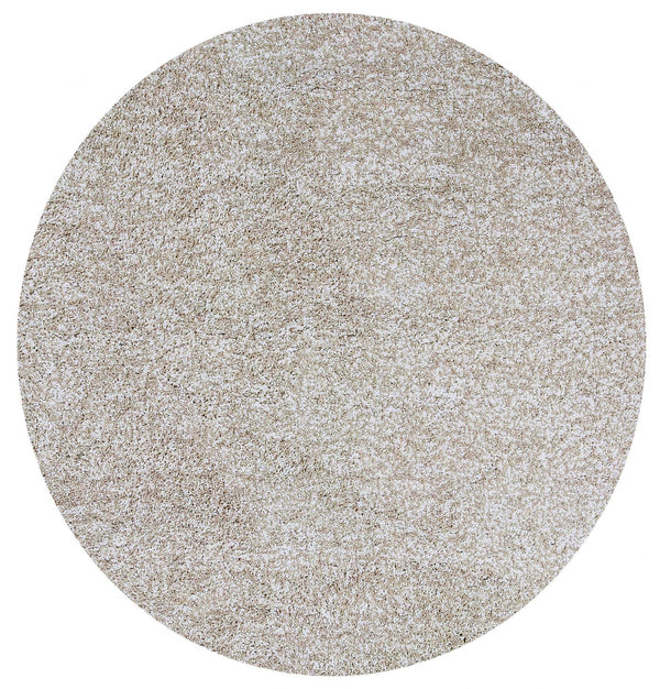 Homeroots 6' Ivory Round Hand Woven Area Rug  Polyester 352618