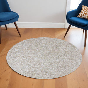 HomeRoots 8' Hand Woven Ivory Round Rug - Artisan Crafted, Durable Polyester, Timeless Design for Any Space 6' Round 352618