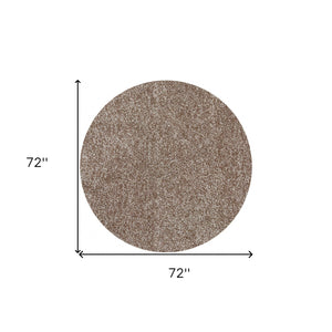 Homeroots 6' Round Beige Heather Plain Indoor Area Rug  Polyester 352619