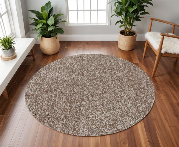 HomeRoots 8' Hand-Woven Beige and Brown Abstract Rug - Artisan Crafted, Cozy, Durable, Perfect for Modern Spaces 6' Round 352619