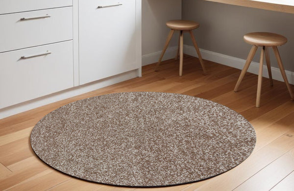 Homeroots 6' Round Beige Heather Plain Indoor Area Rug  Polyester 352619