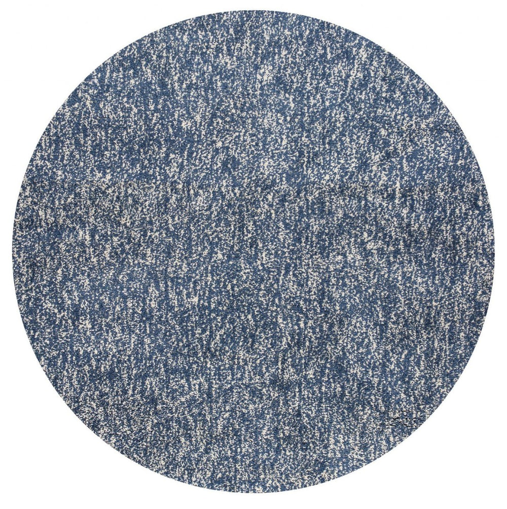 HomeRoots 6' Hand-Woven Indigo and Ivory Abstract Rug – Durable, Stylish, and Perfect for Cozy Living Spaces 6' Round 352627