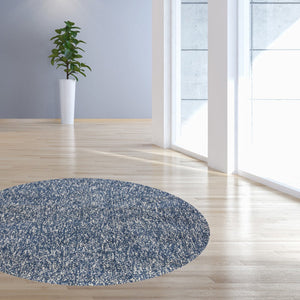 HomeRoots 6' Hand-Woven Indigo and Ivory Abstract Rug – Durable, Stylish, and Perfect for Cozy Living Spaces 6' Round 352627