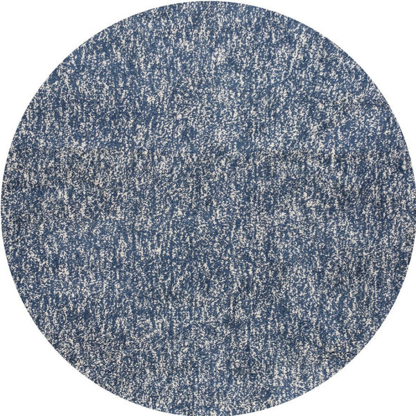 HomeRoots 6' Hand-Woven Indigo and Ivory Abstract Rug – Durable, Stylish, and Perfect for Cozy Living Spaces 6' Round 352627