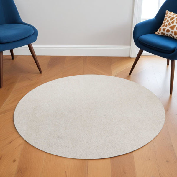 HomeRoots 8' Ivory Hand-Woven Round Rug – Timeless Artisanal Design for Elegant Living Spaces and Durability 6' Round 352628